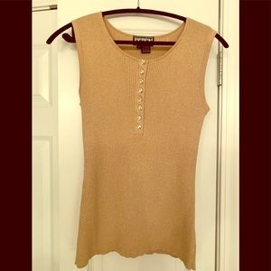 Darling gold sleeveless with rhinestone buttons!💛